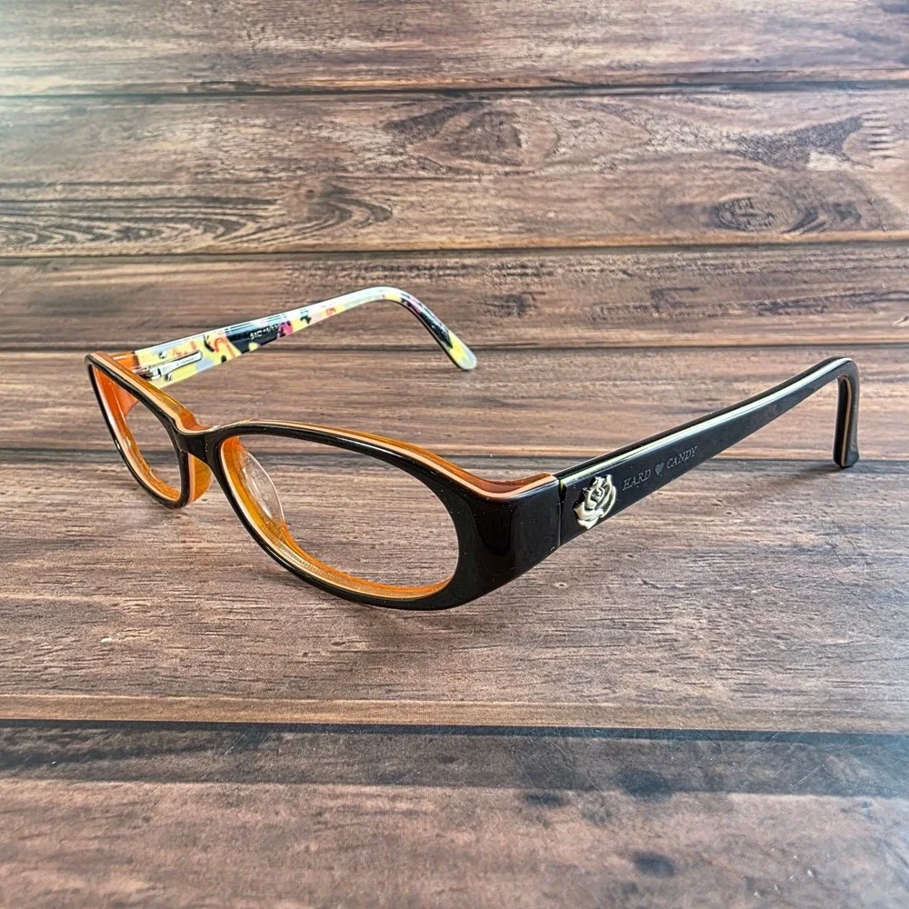 Hard Candy Women's Sunglasses Black Orange Oval Frame 51-15-135‎